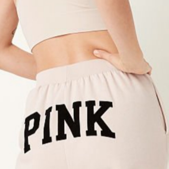 💕 PINK Victoria's Secret High Waist Reversible Sweat Pants Joggers Booty Logo L - Picture 4 of 7